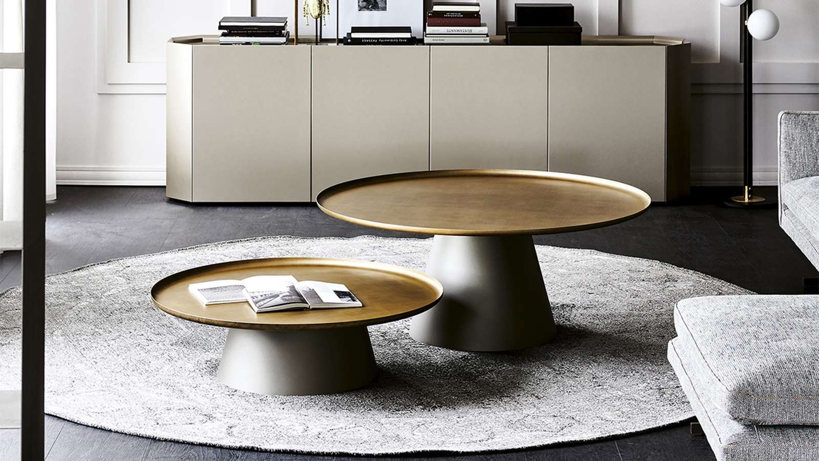Masuta de cafea Amerigo Titanium Embossed Brushed Brass 118x48