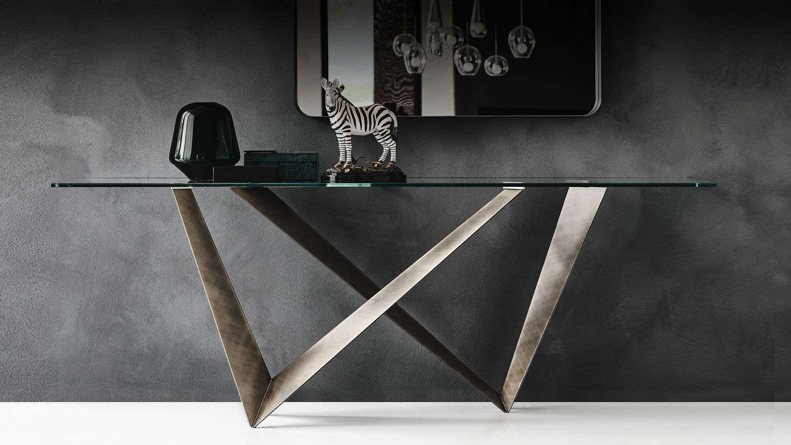 Consola Westin Clear/Brushed Grey 160x50 cm