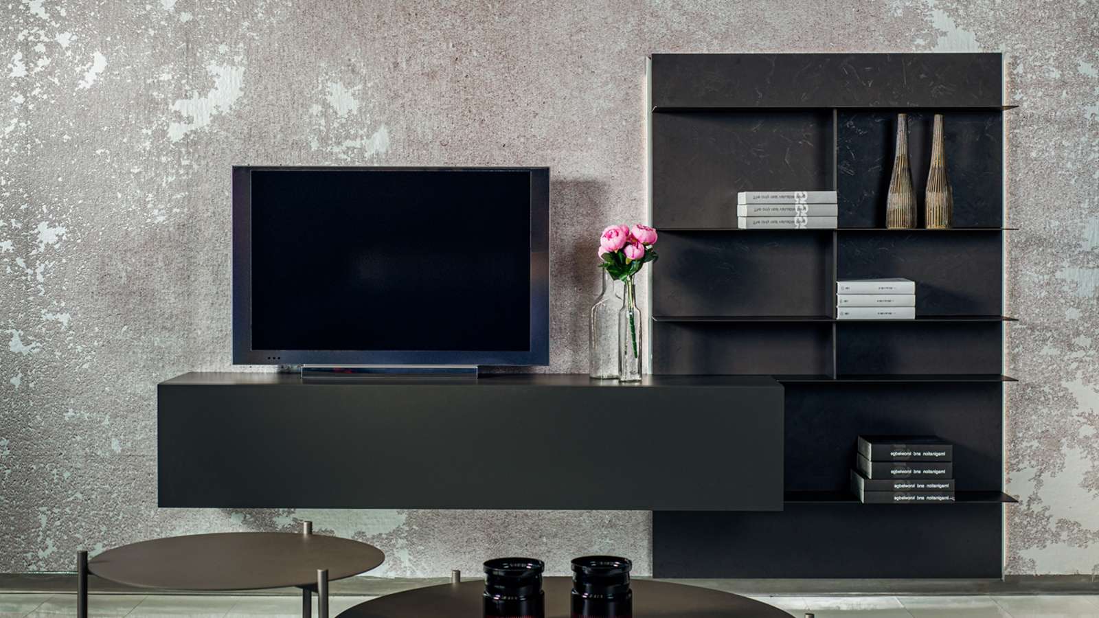 Mobiler living Atlante Antracite + Cemento Scuro