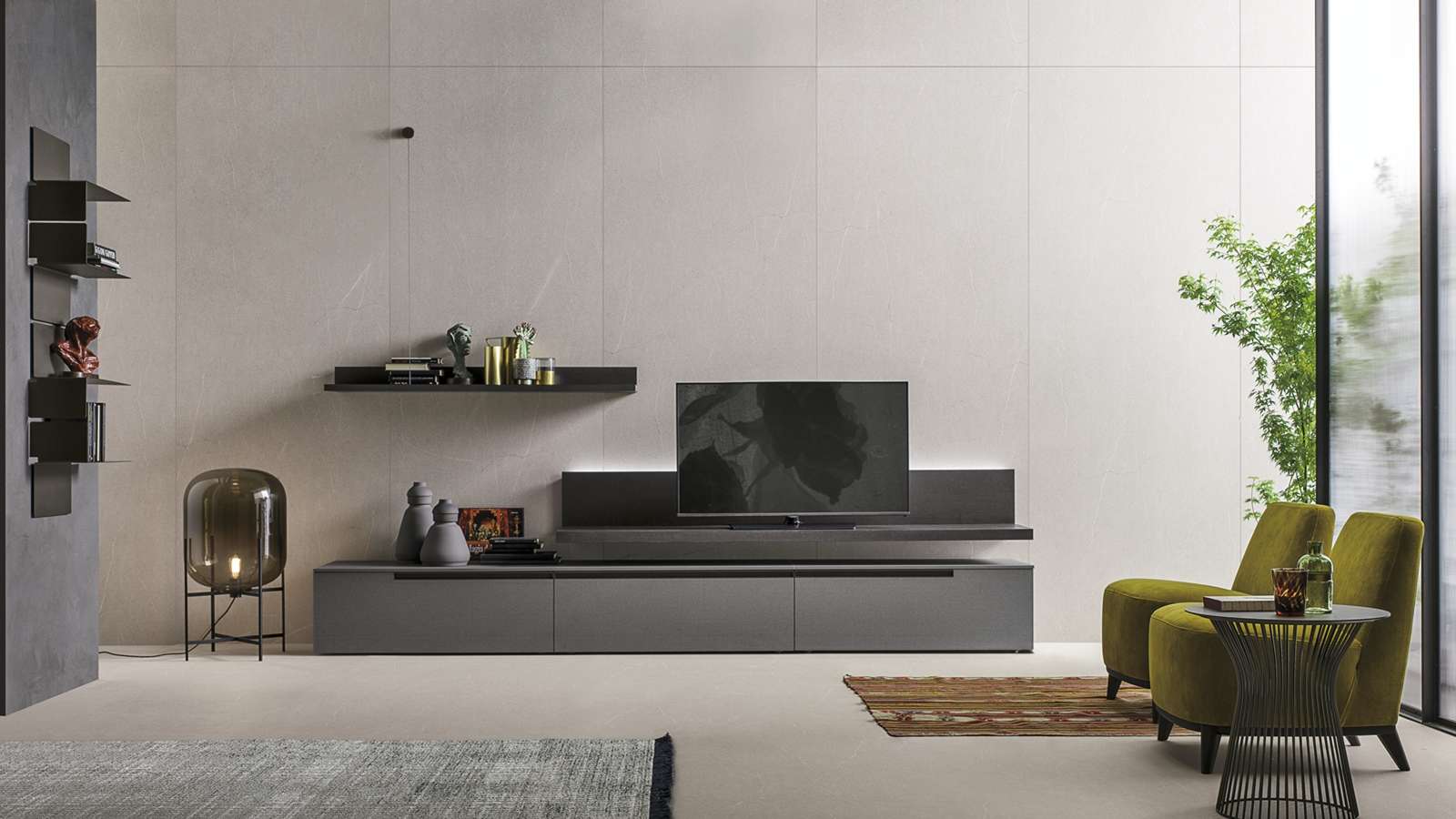 Mobilier living Atlante Paglia Grigio + Rovere Carbone