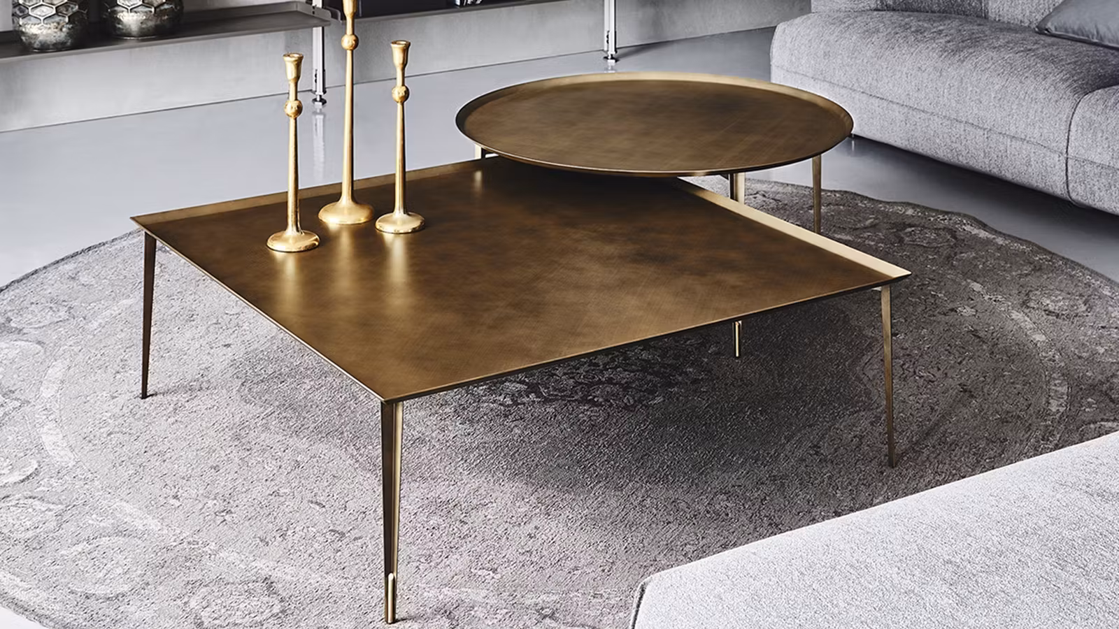 Masuta de cafea rotunda Spillo Brushed Bronze 100 cm