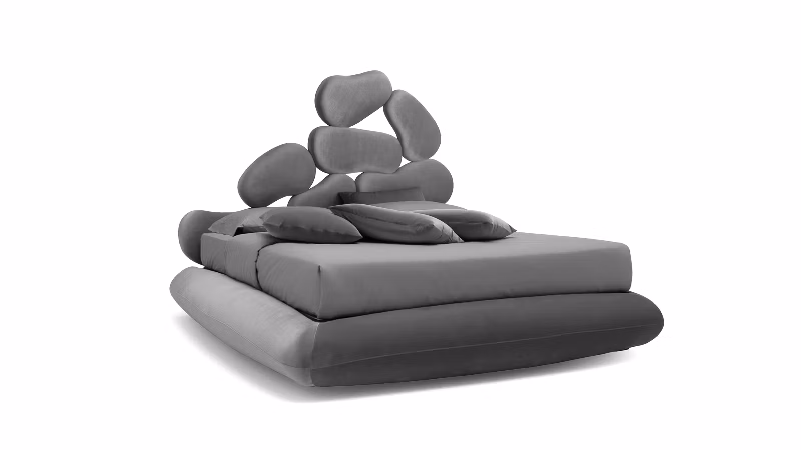 Pat Stones cu lada de depozitare Velluto Dark Grey 160x200