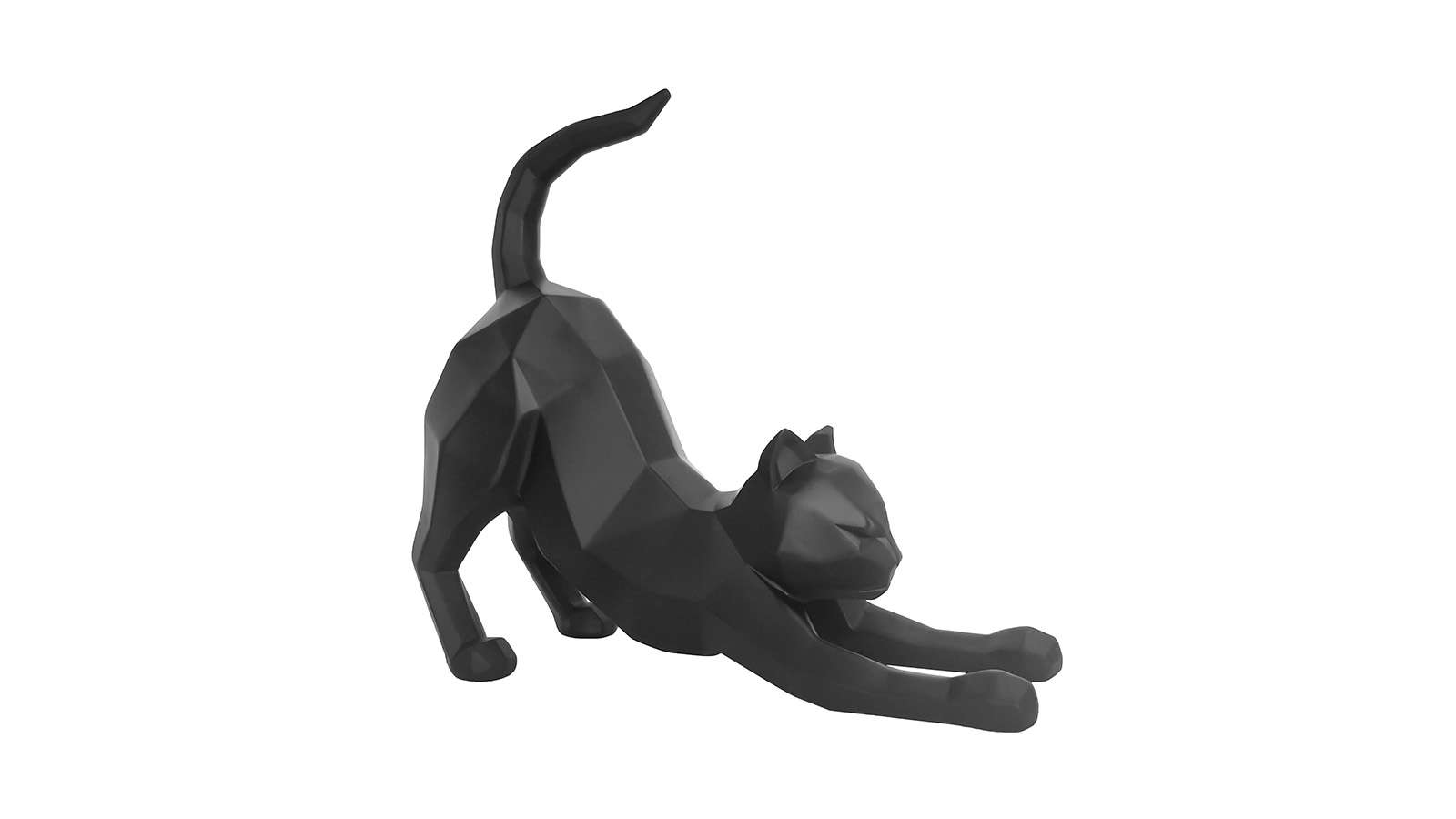 Decoratiune Origami Cat Stretch Matt Black