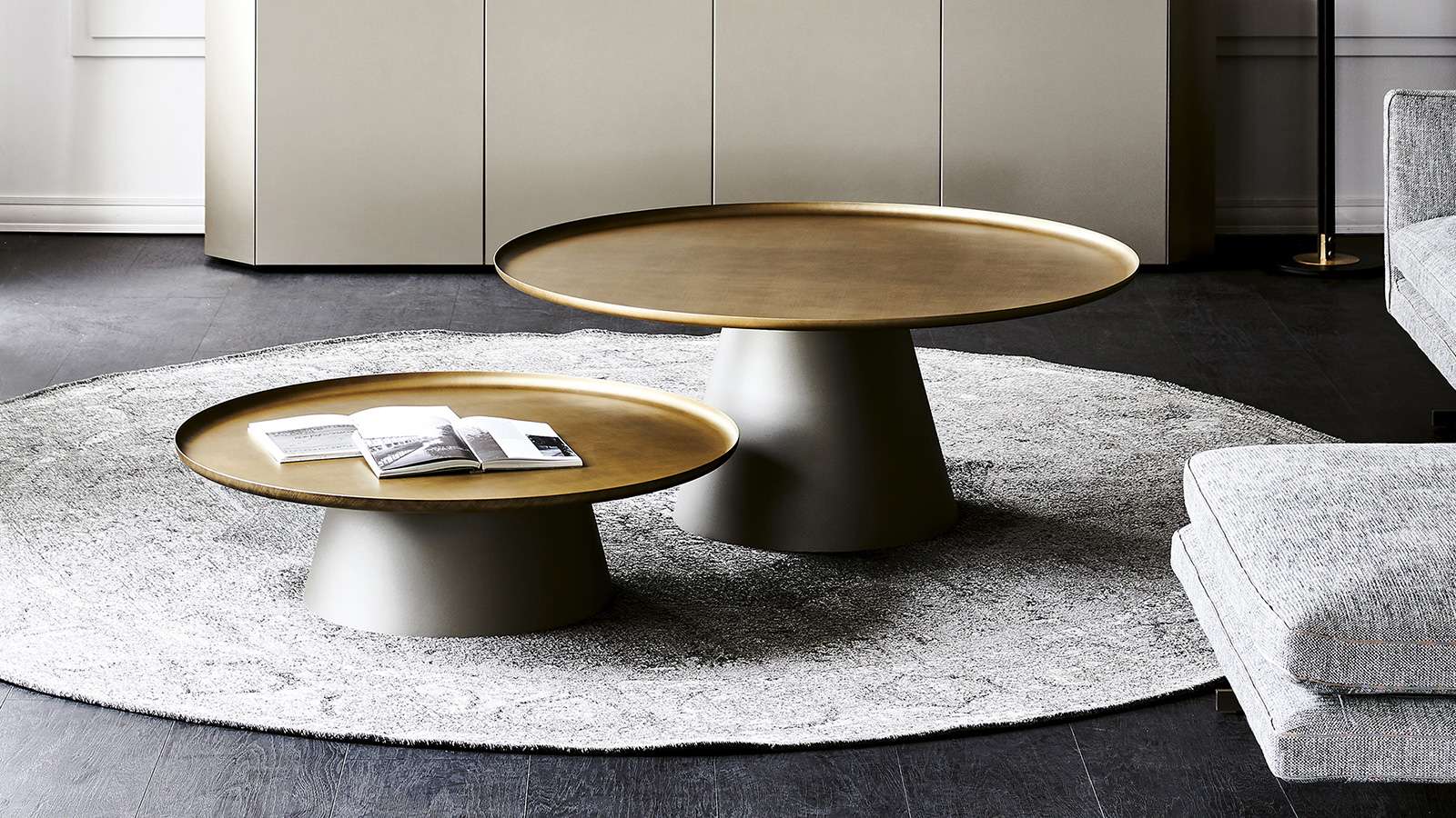 Masuta de cafea rotunda Amerigo Bronze/Titanium 95 cm