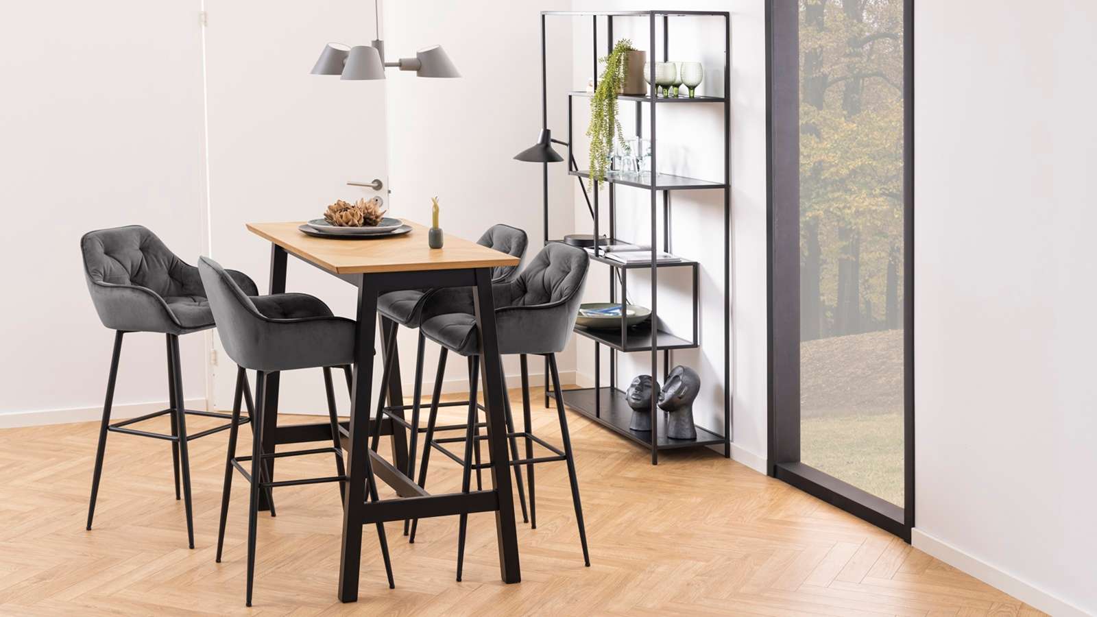 Scaun de bar Brooke Velvet Grey
