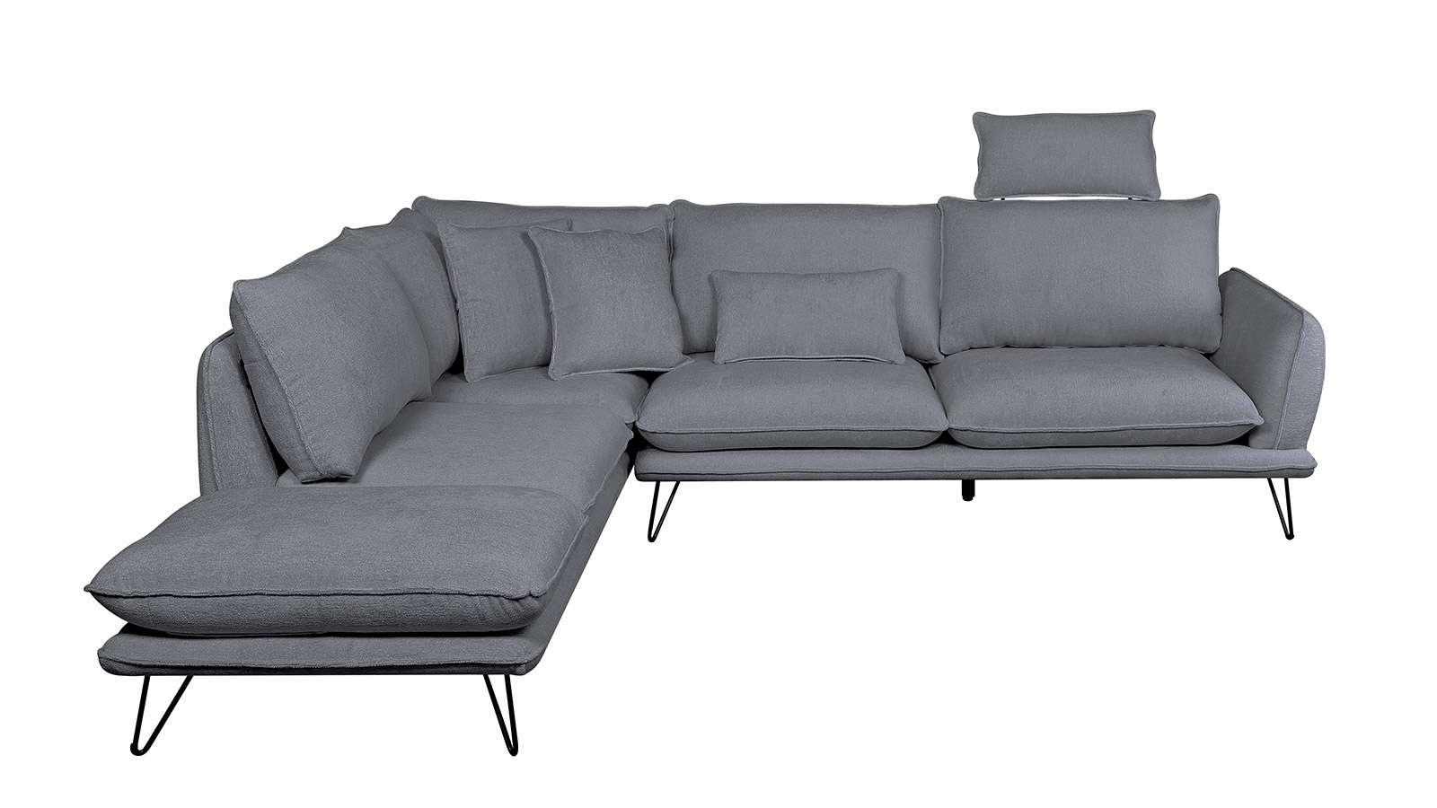 Canapea de colt cu sezlong Treviso textil Grey, stanga