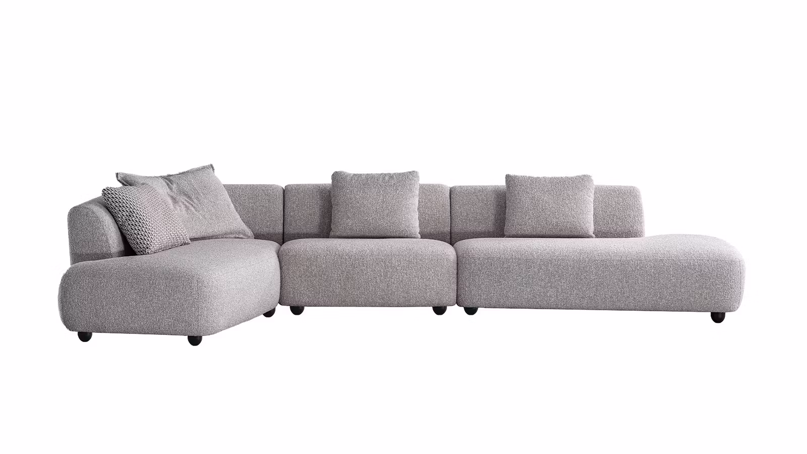 Canapea cu sezlong Allison textil Light Grey, stanga