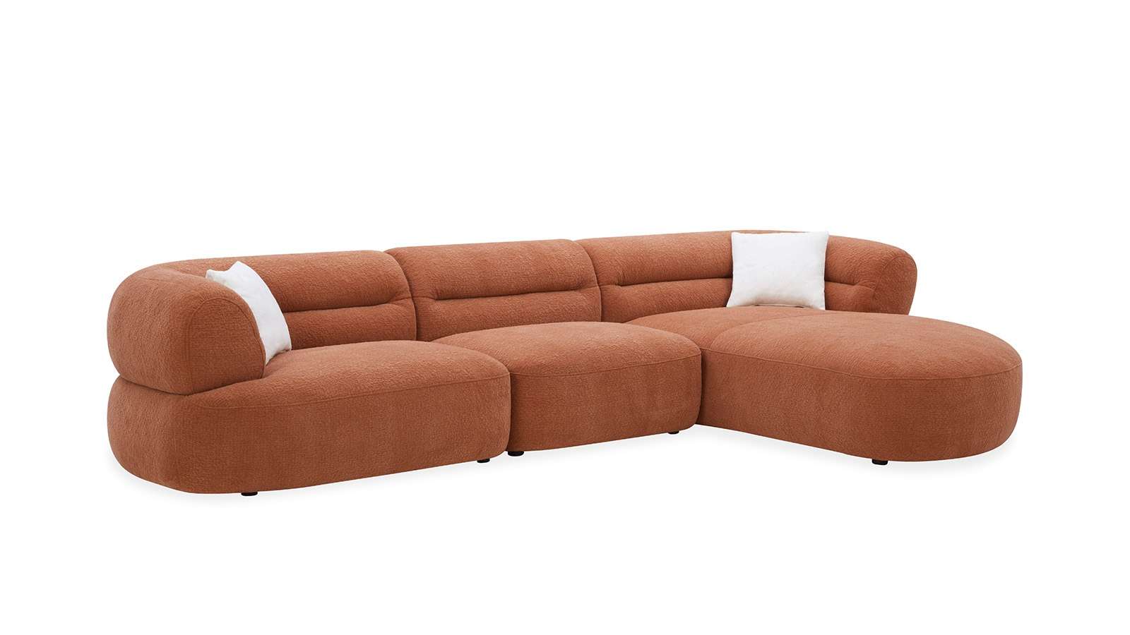 Canapea cu sezlong Corrado textil Orange, dreapta