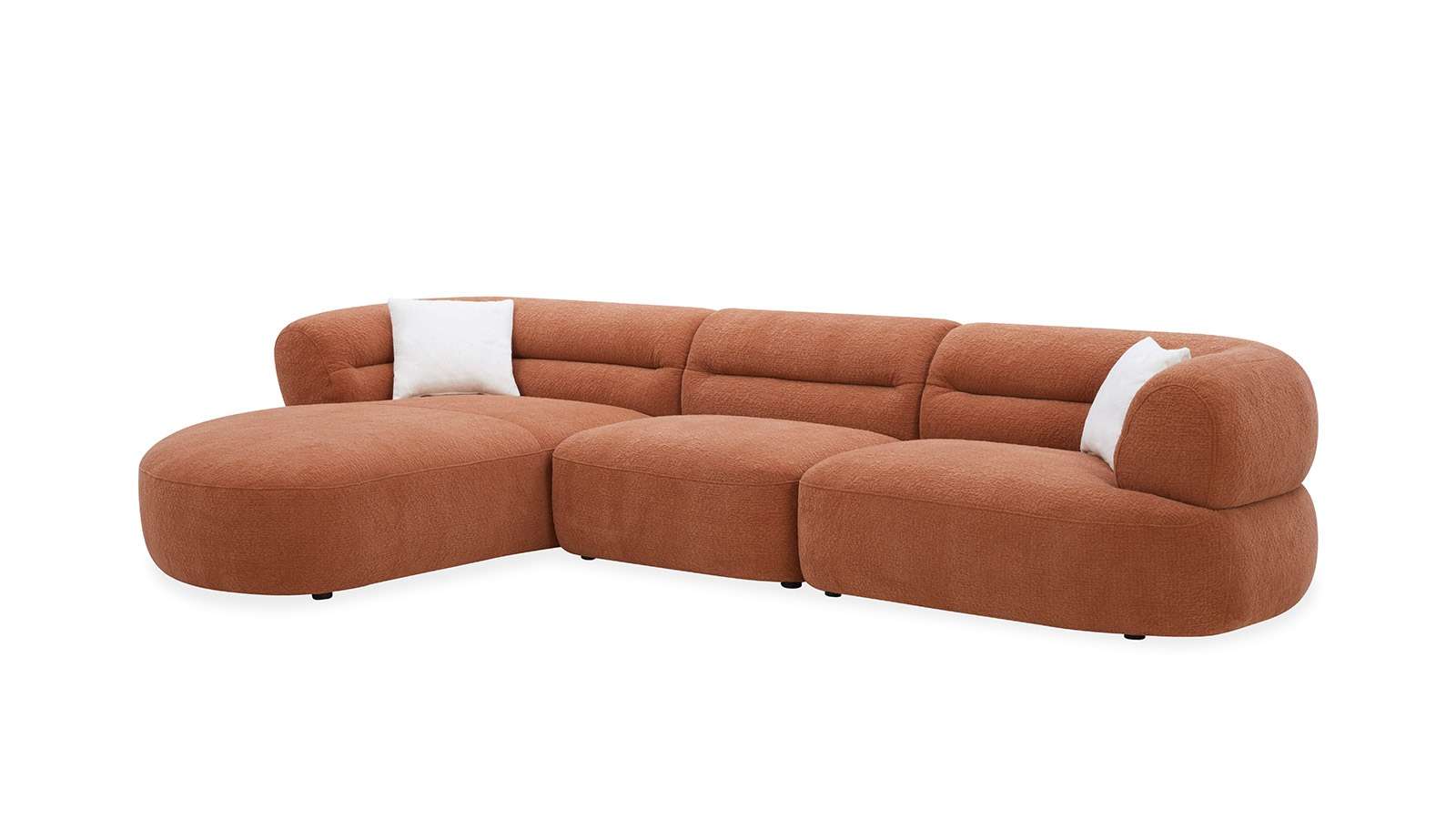Canapea cu sezlong Corrado textil Orange, stanga