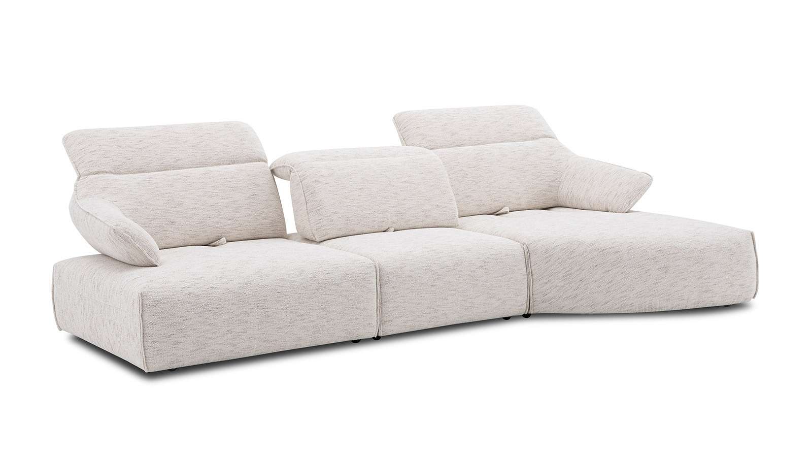 Canapea cu sezlong Jo textil Light Grey, Dreapta