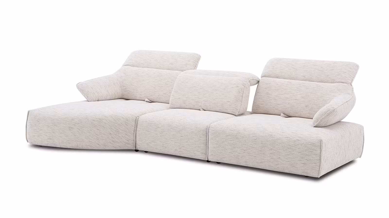 Canapea cu sezlong Jo textil Light Grey, Stanga