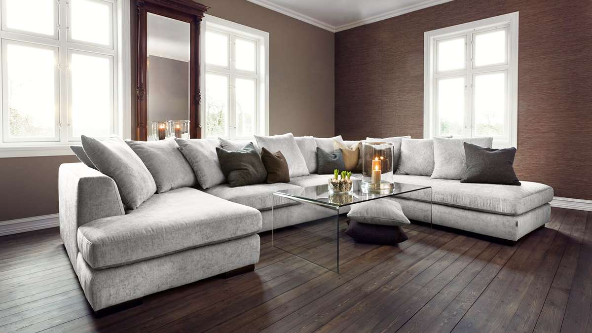 Canapea cu sezlong Paso Doble Night "U" textil Grey Light, dreapta
