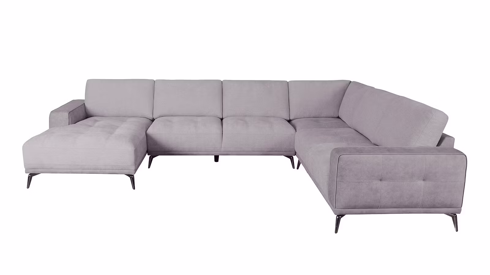 Canapea de colt cu sezlong Hugo textil Nala Grey, stanga