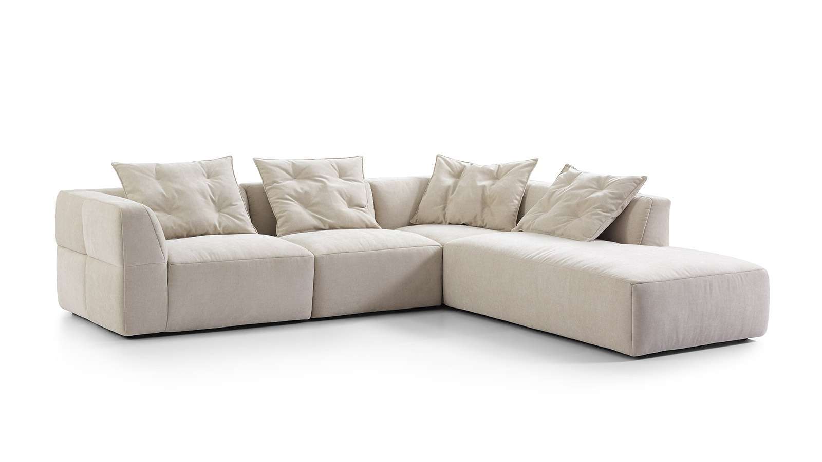 Canapea de colt cu sezlong Sophia textil Max Beige, dreapta