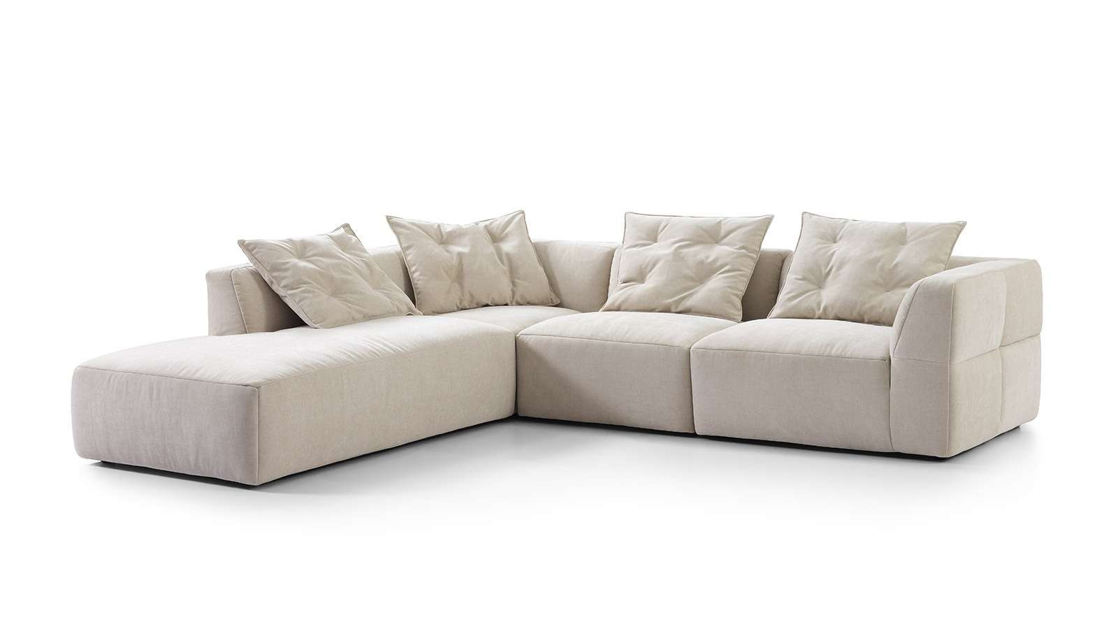 Canapea de colt cu sezlong Sophia textil Max Beige, stanga