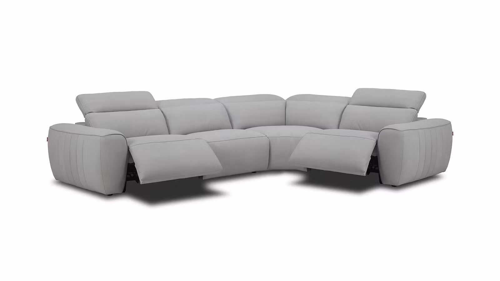 Canapea de colt modulara 3P cu 2 reclinere Cassio piele Umbria Quiet Grey