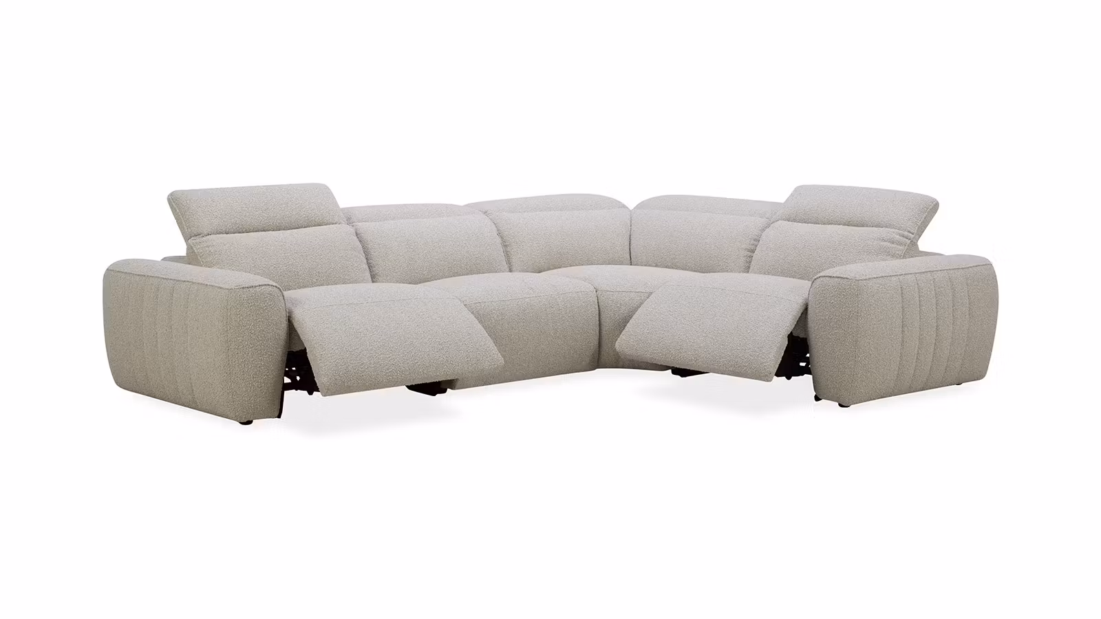Canapea de colt modulara 3P cu 2 reclinere Cassio textil Lily Grey