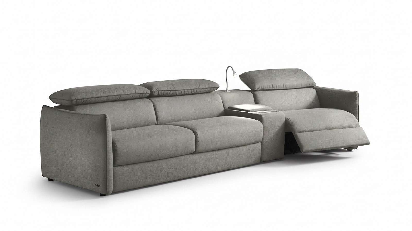Canapea extensibila cu recliner Meraviglia din piele Denver Warm Grey, dreapta