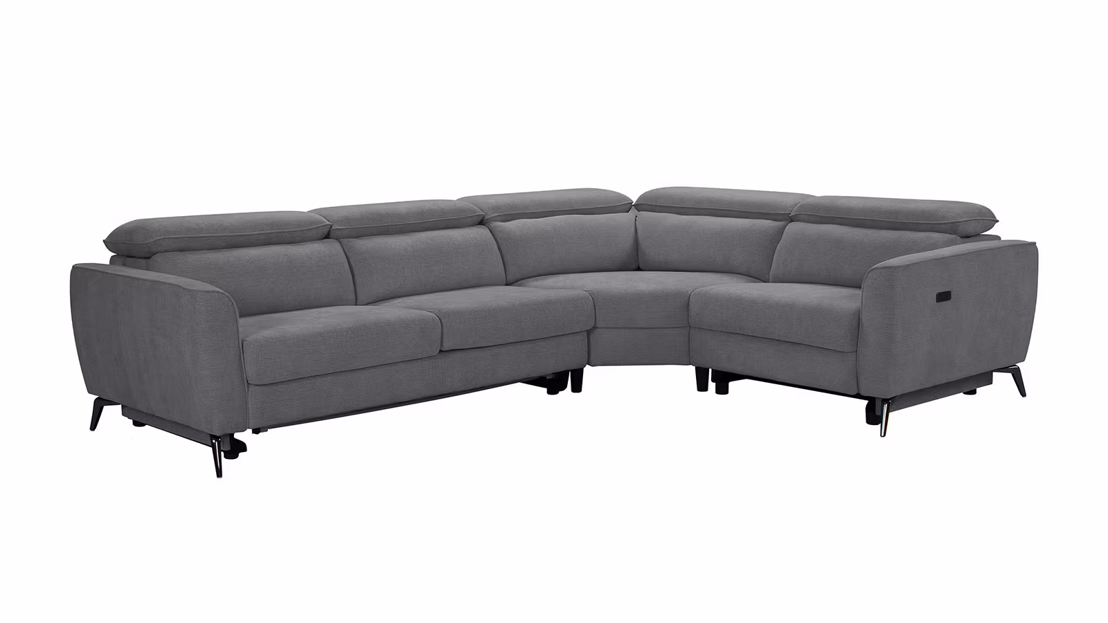Canapea extensibila Locke cu recliner electric, textil Sutton Grey, dreapta