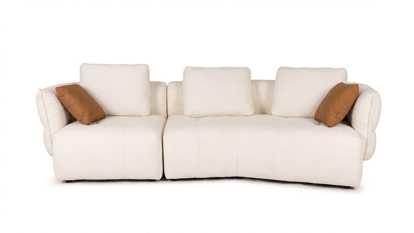 Canapea liniara Lauriano 1.5P+3P textil Silk White