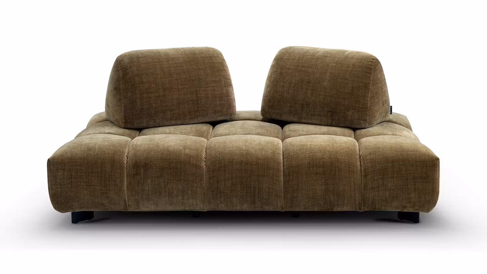 Canapea liniara Modena cu perne mobile, textil Chenille Golden Khaki