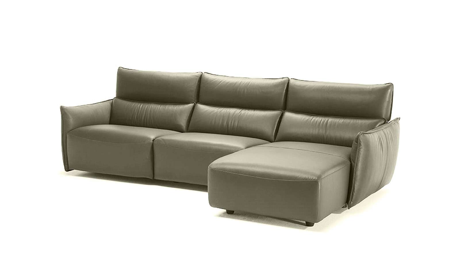 Canapea Stupore Piele Denver Medium Grey, sezlong dreapta