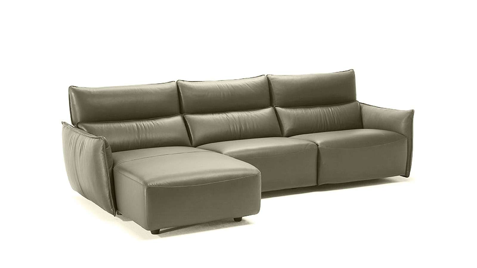 Canapea cu sezlong Stupore Piele Denver Medium Grey, stanga