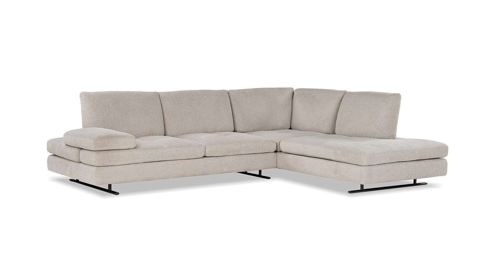 Canapea de colt Luna, divan dreapta, textil Zoia Bej