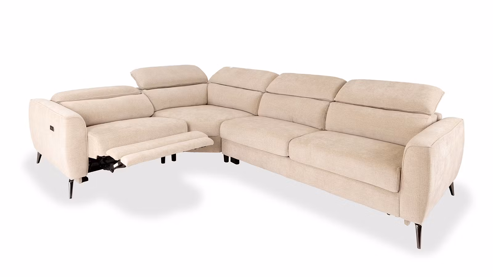 Canapea extensibila Locke cu recliner electric, textil Sutton Sand, stanga