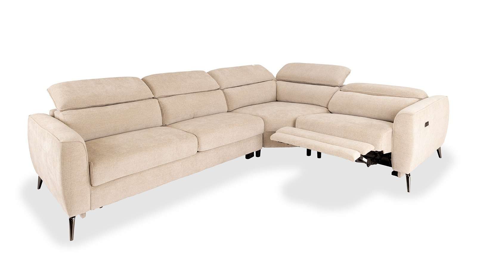Canapea extensibila Locke cu recliner electric, textil Sutton Sand, dreapta