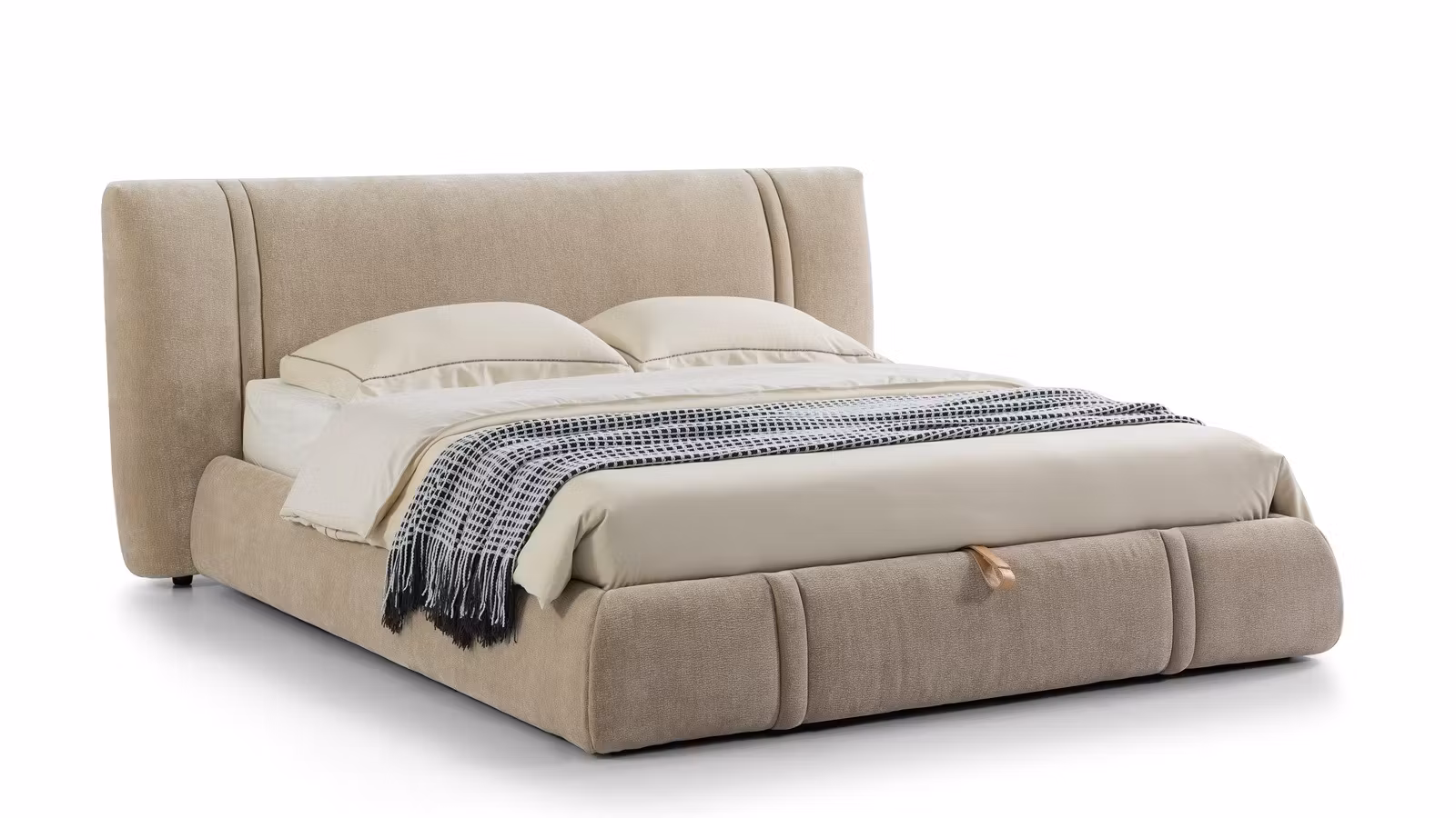 Pat Marlene cu lada depozitare textil Beige 180x200