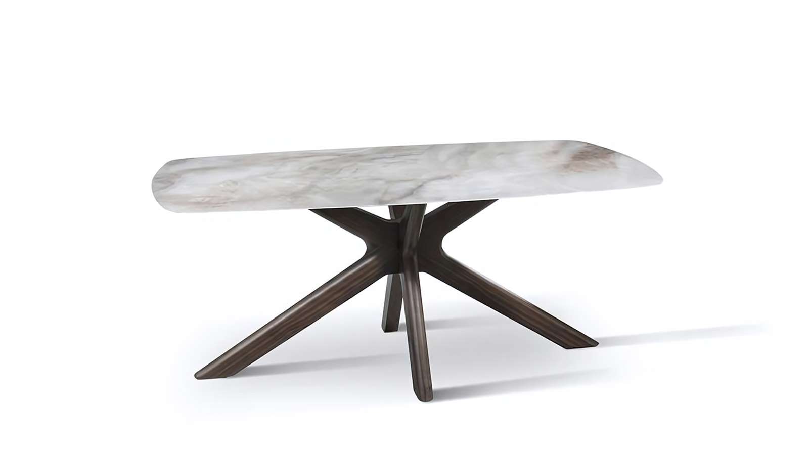 Masa Gemini  Solid Walnut Wood + Top Ceramica Alabastro Marble 180x90