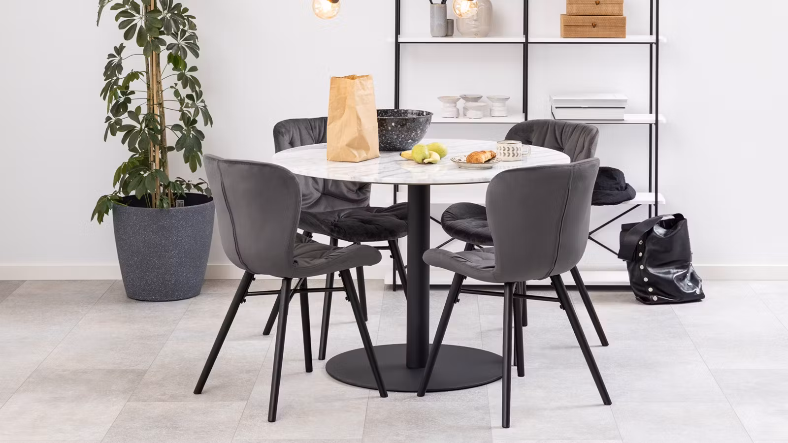 Masa rotunda Corby White/Black 105 cm