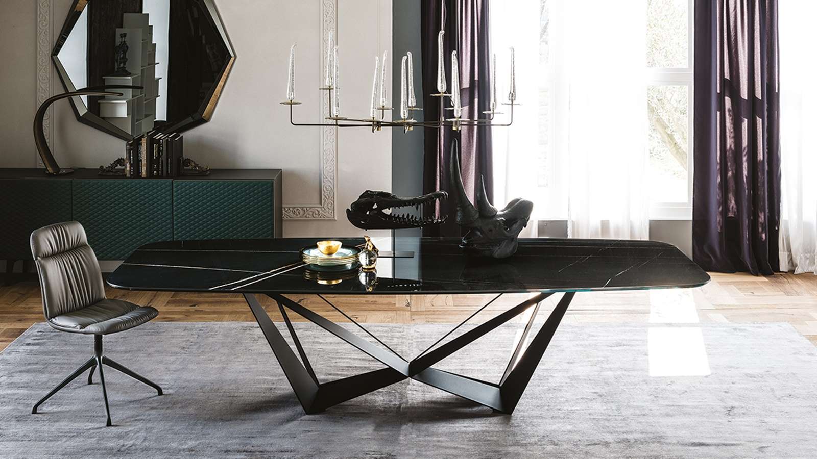 Masa Skorpio Keramik Glossy Sahara Noir 300x120