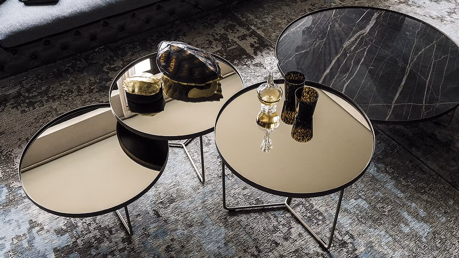 Masuta cafea rotunda Billy Glass Bronze