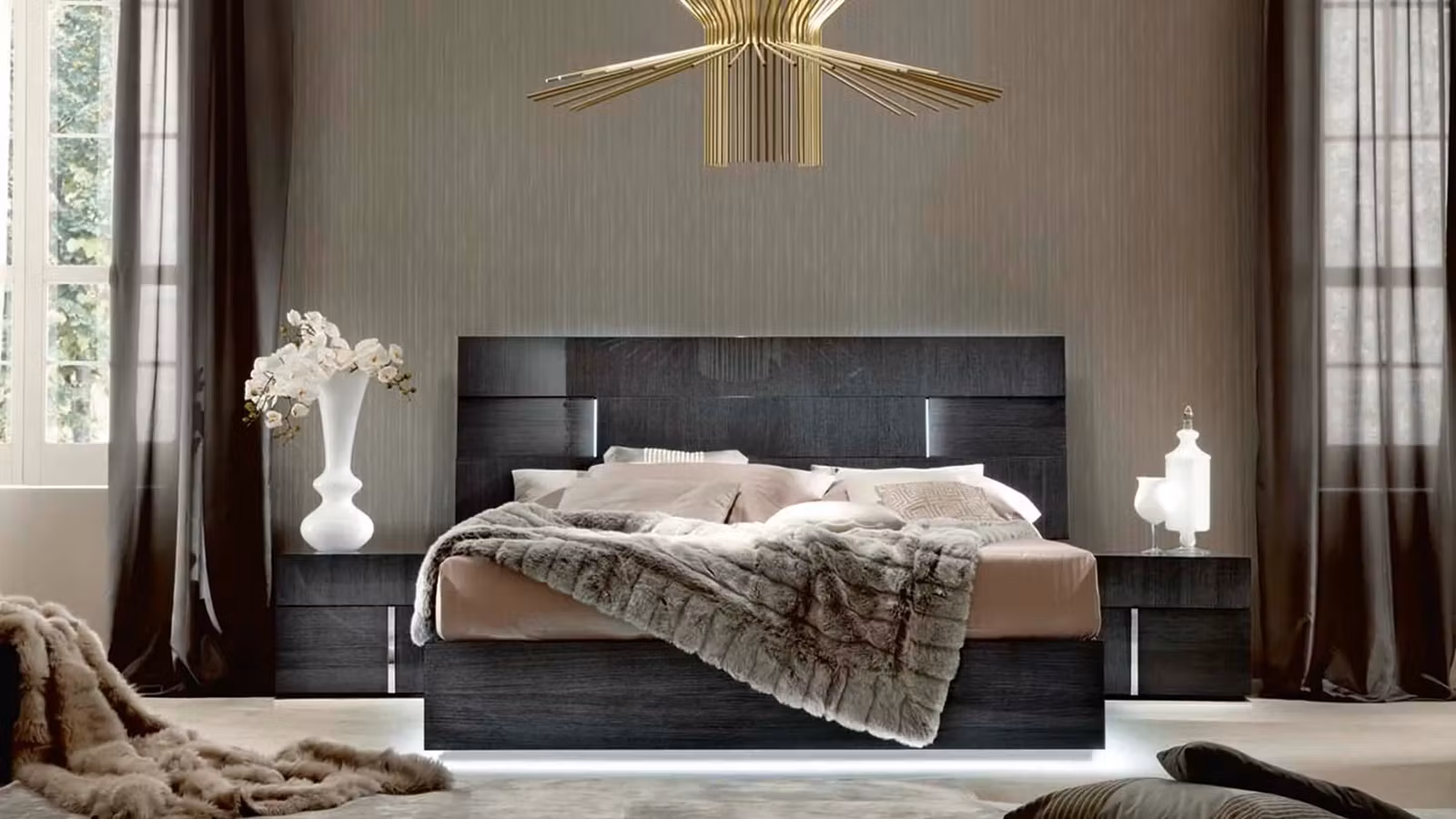 Pat Montecarlo cu LED Gray Koto High Gloss 160x200