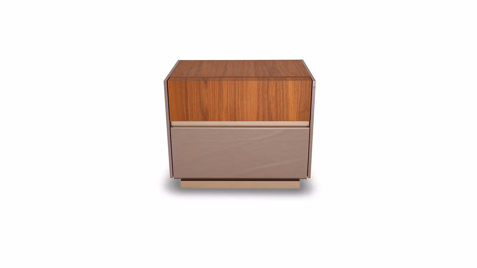 Noptiera Corso Como Beige High Gloss + Walnut Fluted