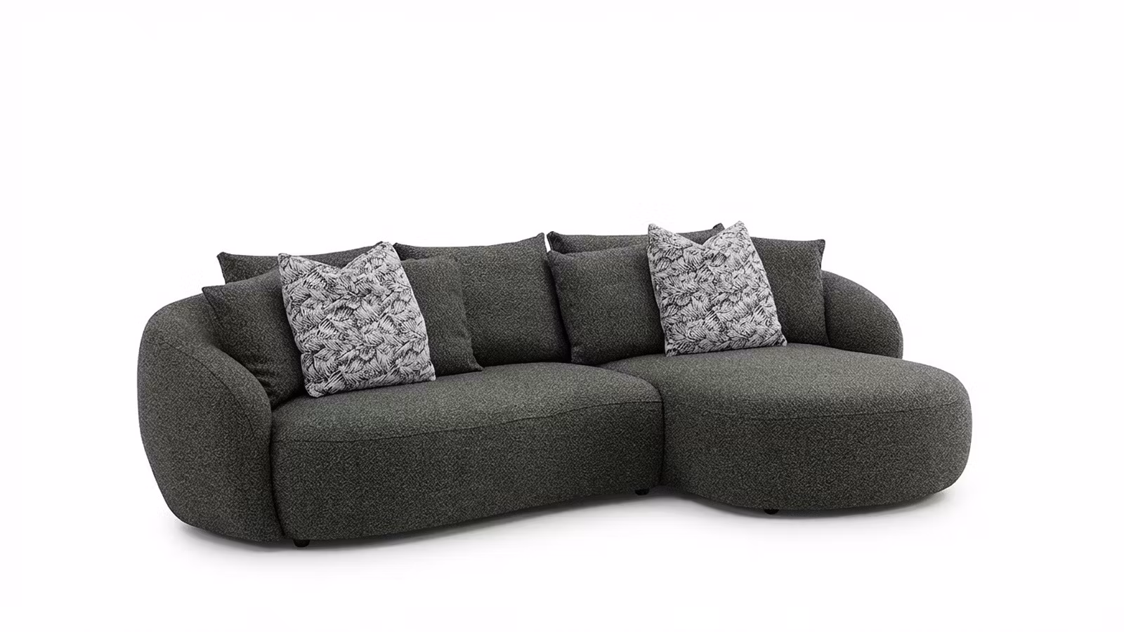 Canapea cu sezlong Misiarte textil Cloud Green, dreapta