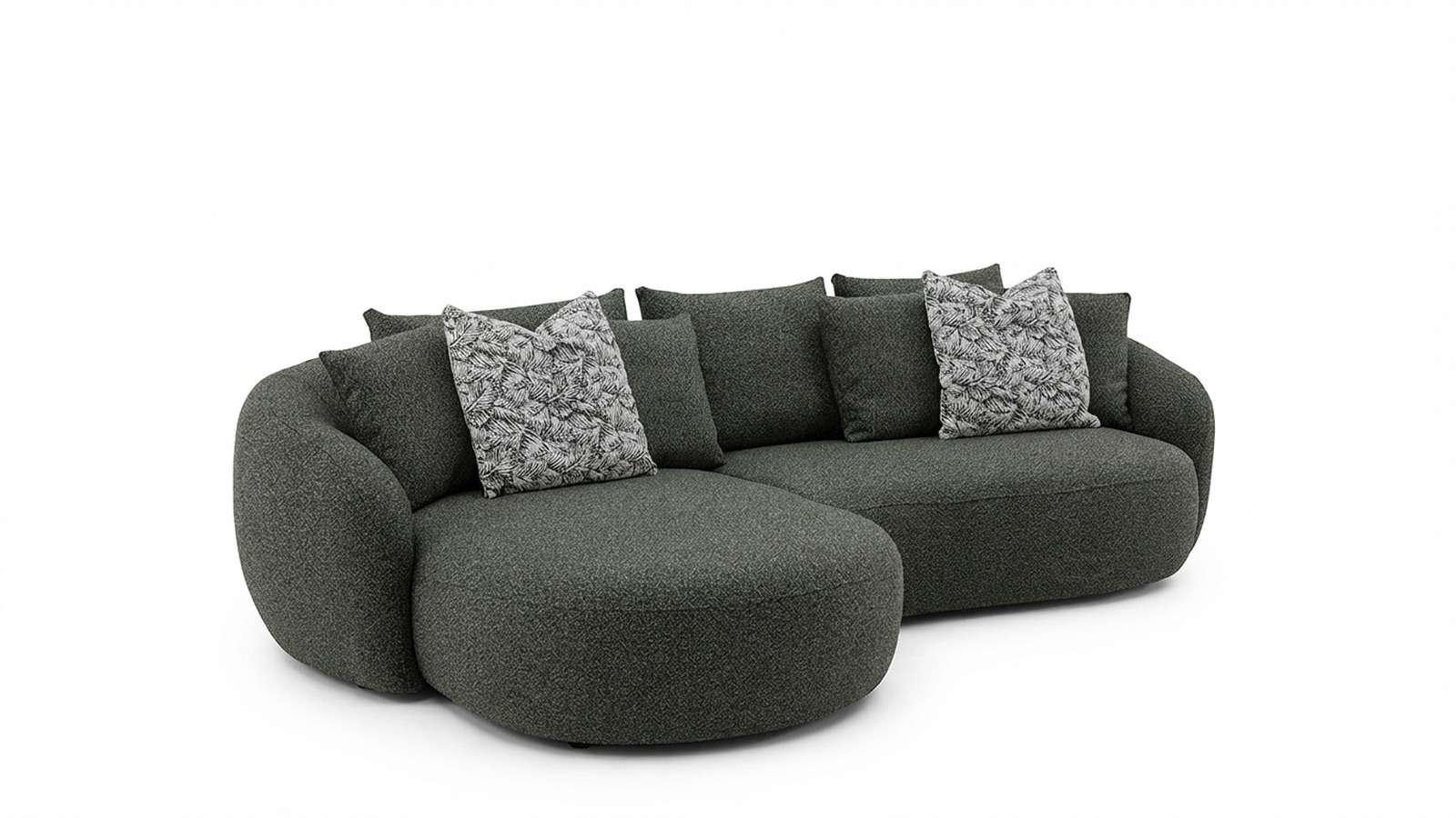 Canapea cu sezlong Misiarte textil Cloud Green, stanga