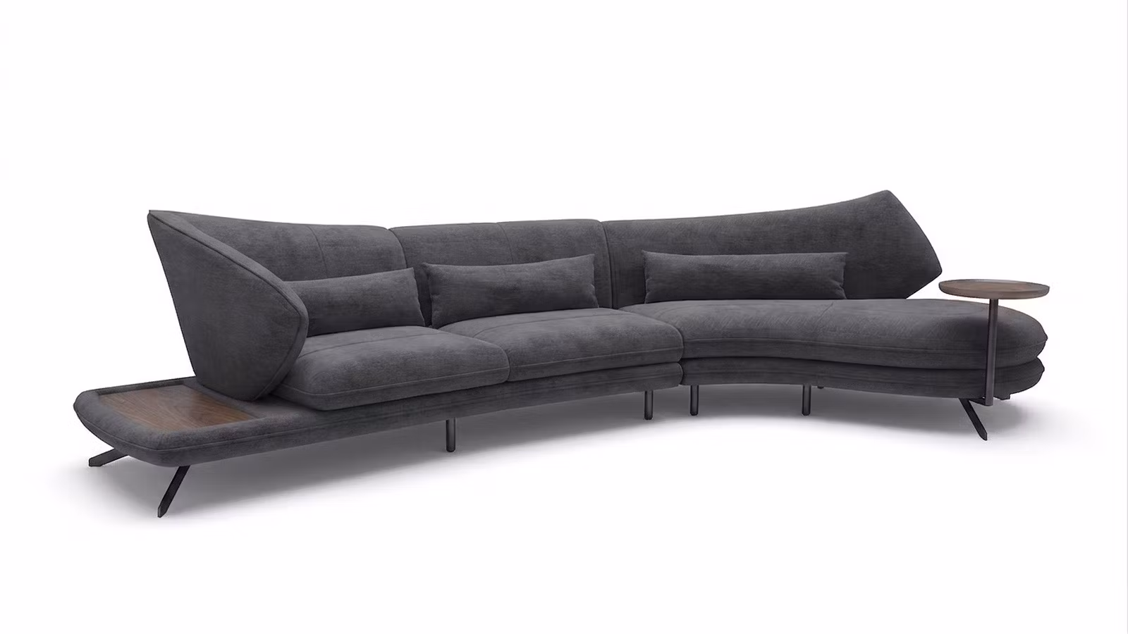 Canapea de colt Hug textil Dark Grey, dreapta