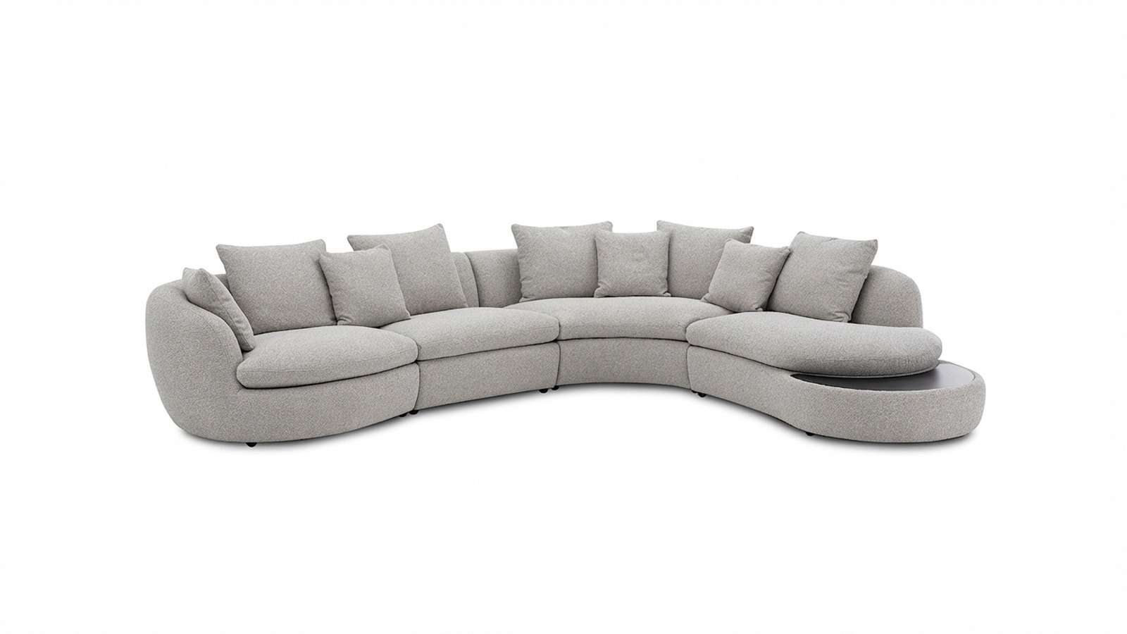 Canapea de colt Kilian textil Light Grey + Masa Ceramica Black, Dreapta