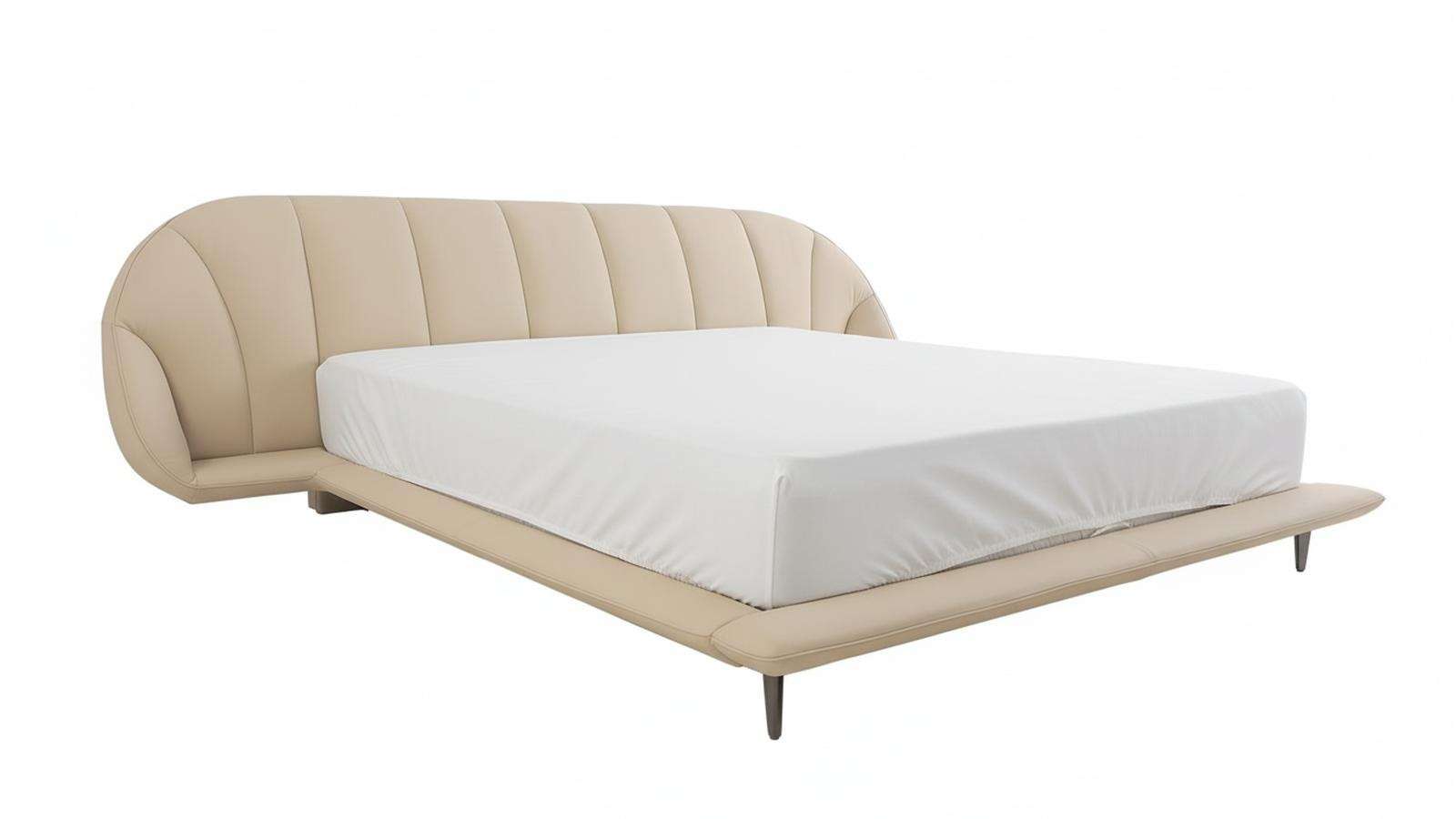 Pat cu noptiere Pearl 180x200 Piele Light Beige