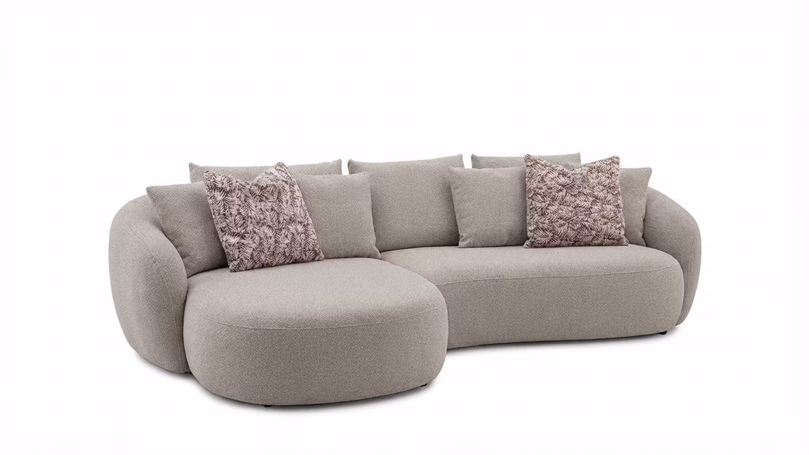 Canapea cu sezlong Misiarte textil Cloud Beige, stanga