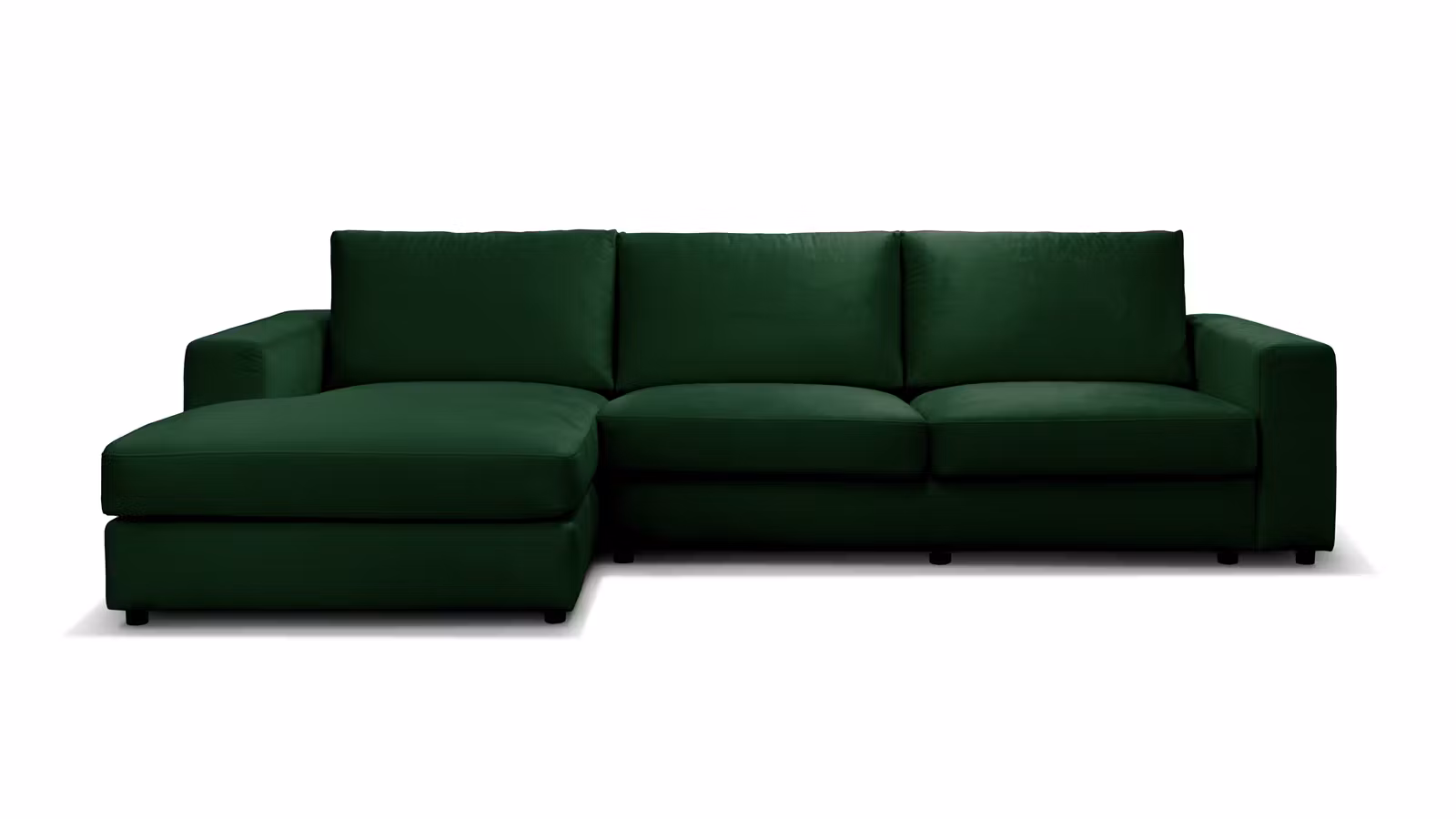 Canapea de colt cu sezlong Riva, textil Dark Green, stanga