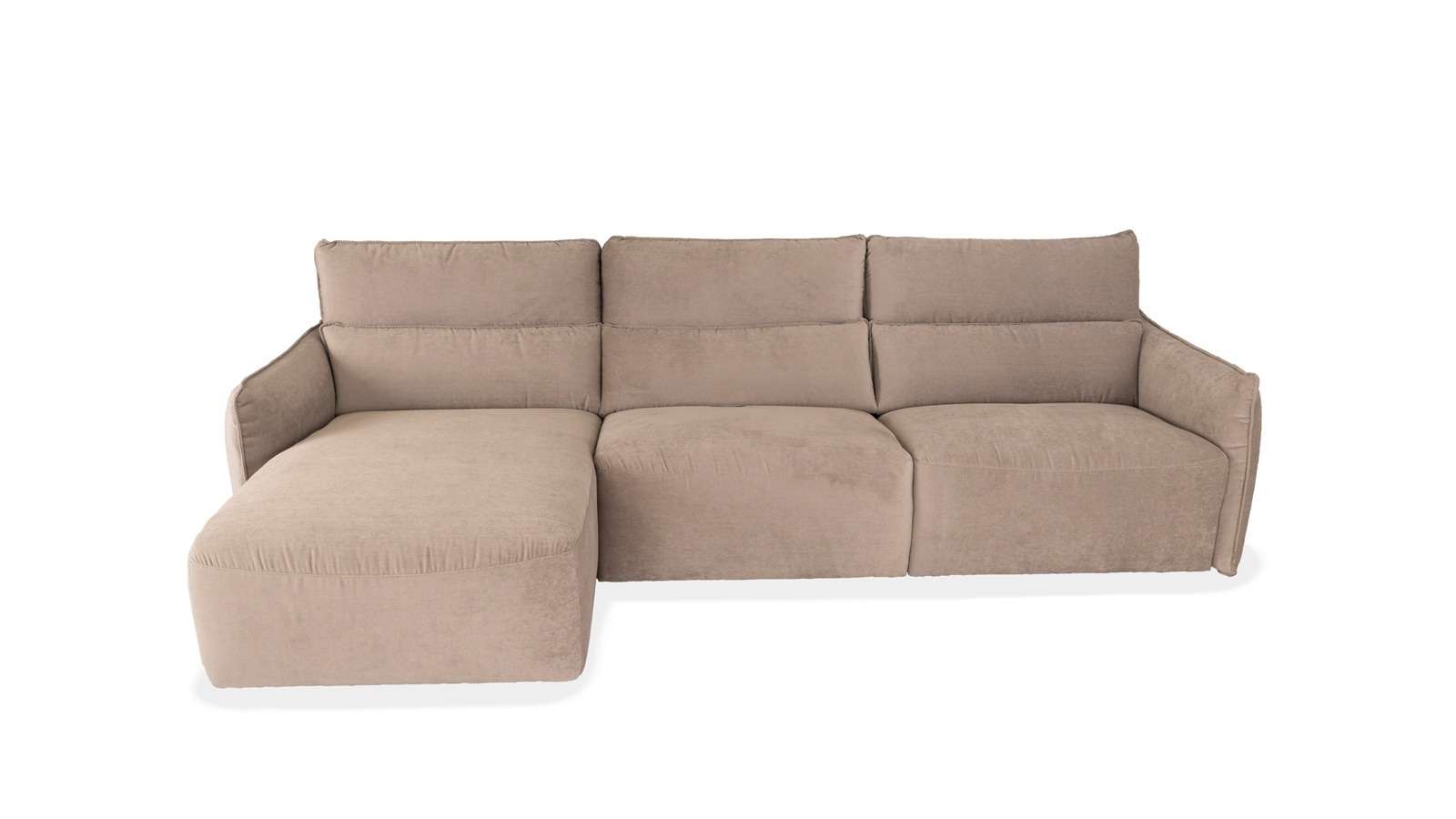 Canapea cu sezlong Stupore, textil Teti Beige, stanga