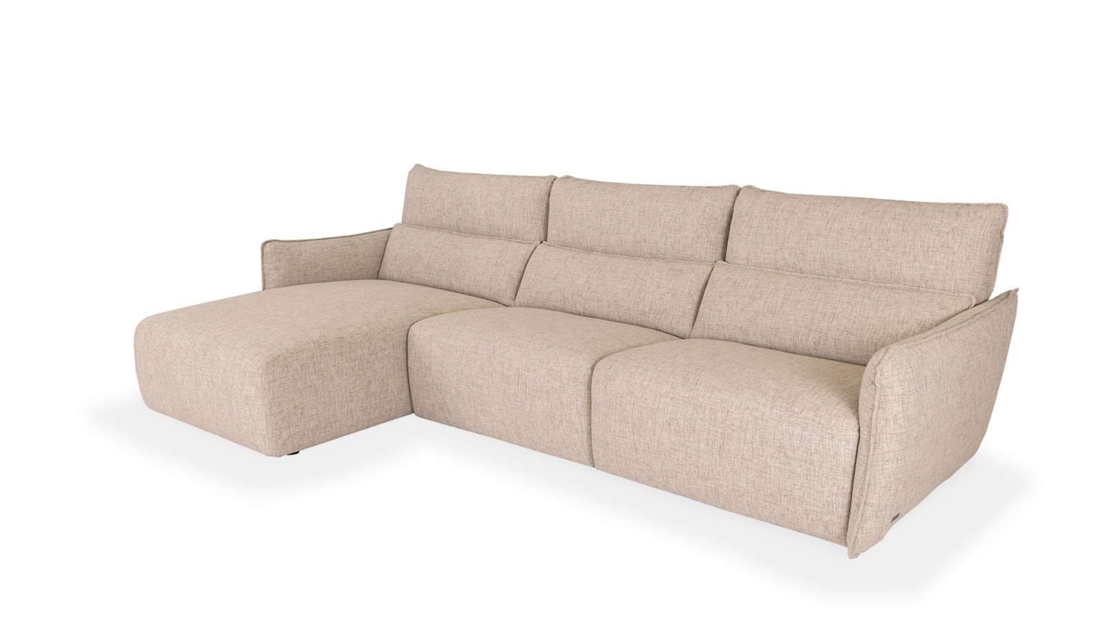 Canapea cu sezlong Stupore, textil Atena Cream, stanga