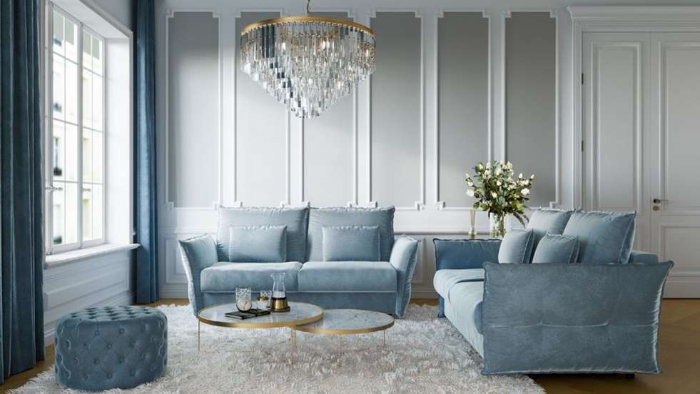 Canapea extensibila 3 locuri Eva Monolith Light Blue