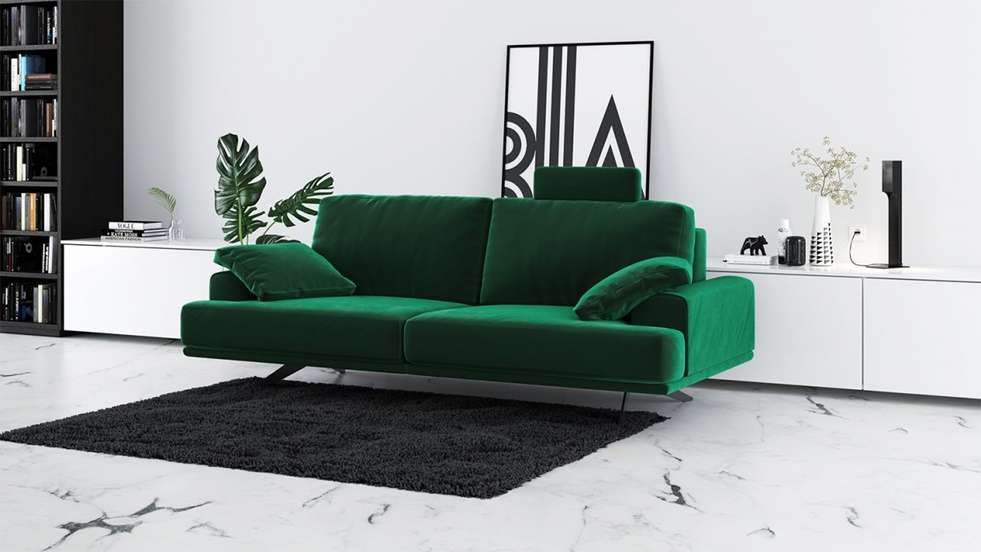 Canapea liniara 2 locuri Terni Velvet Green