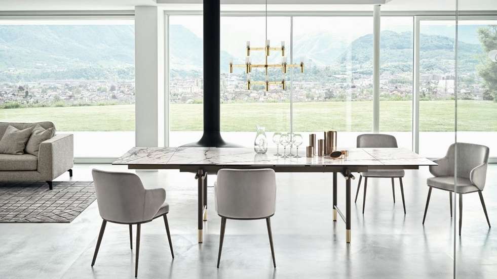 Masa extensibila Monogram Silk White Marble 160x90