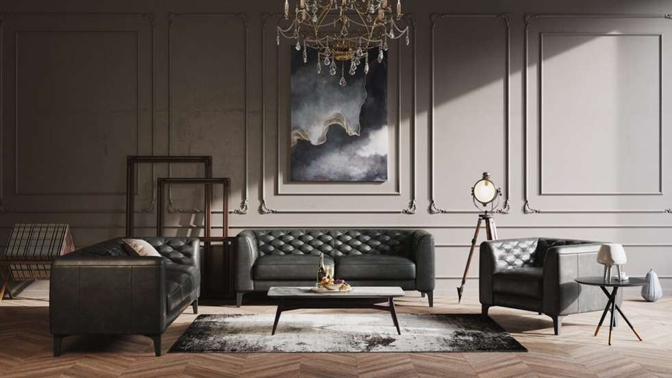 Canapea liniara 3 locuri Maxi Piacere Piele Le Mans Grey